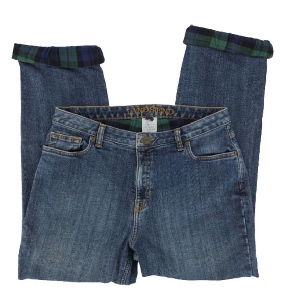 Lands' End Jeans Lands End Mom Jeans Plaid Flannel Lined 2 Poshmark